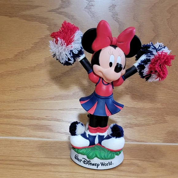 Vintage Walt Disney World Bobblehead Minnie Mouse Cheerleader Red, Blue … - Picture 1 of 15